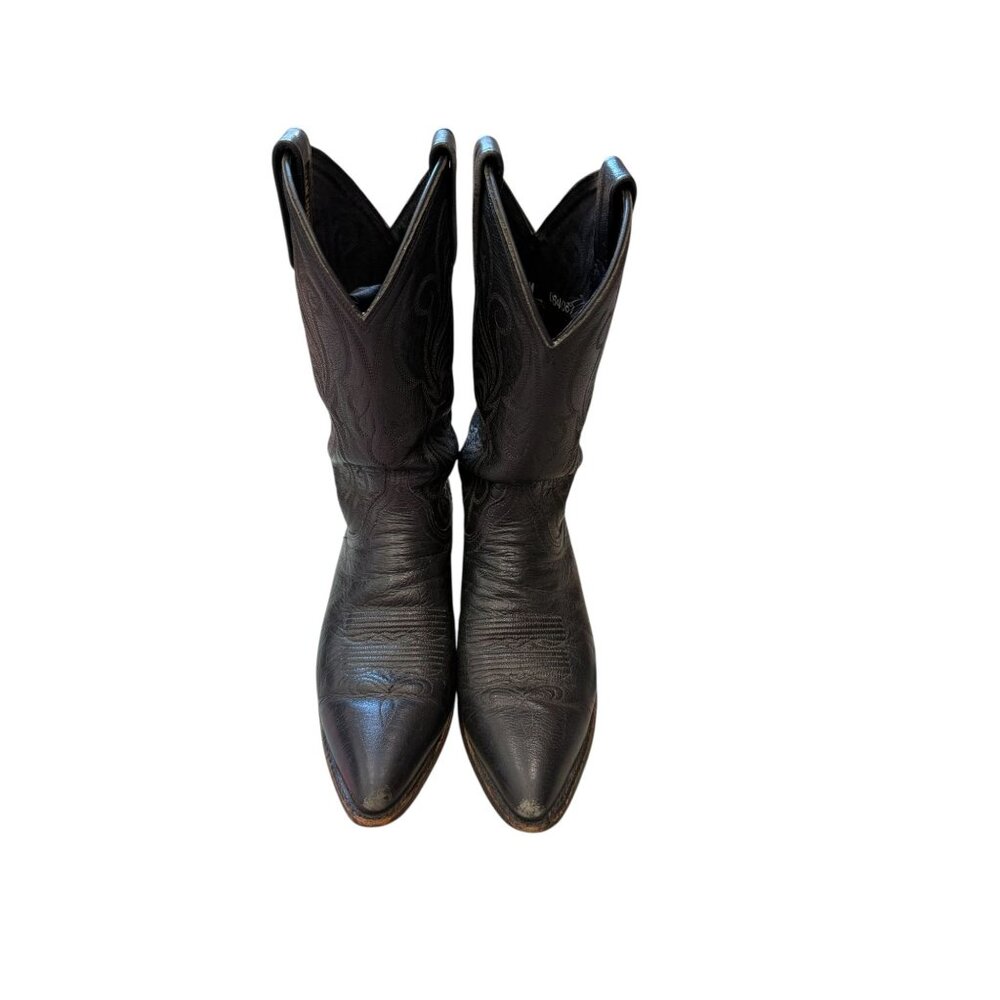 Dan Post Black Leather Western Cowboy Boots Size 6M Made In USA - Picture 2 of 9